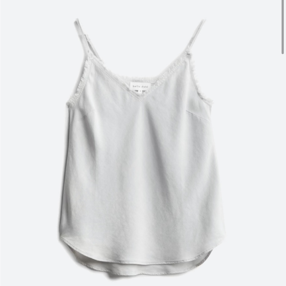 Curved hem, frayed tank top, light grey tank